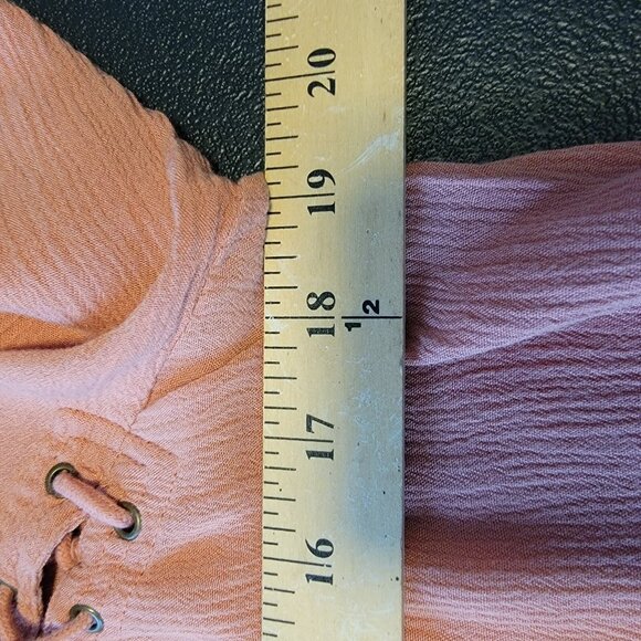 Free‎ People Salmon Color Blouse Long Sleeve Boho Peasant Gauzy Womens M EUC - Picture 8 of 9
